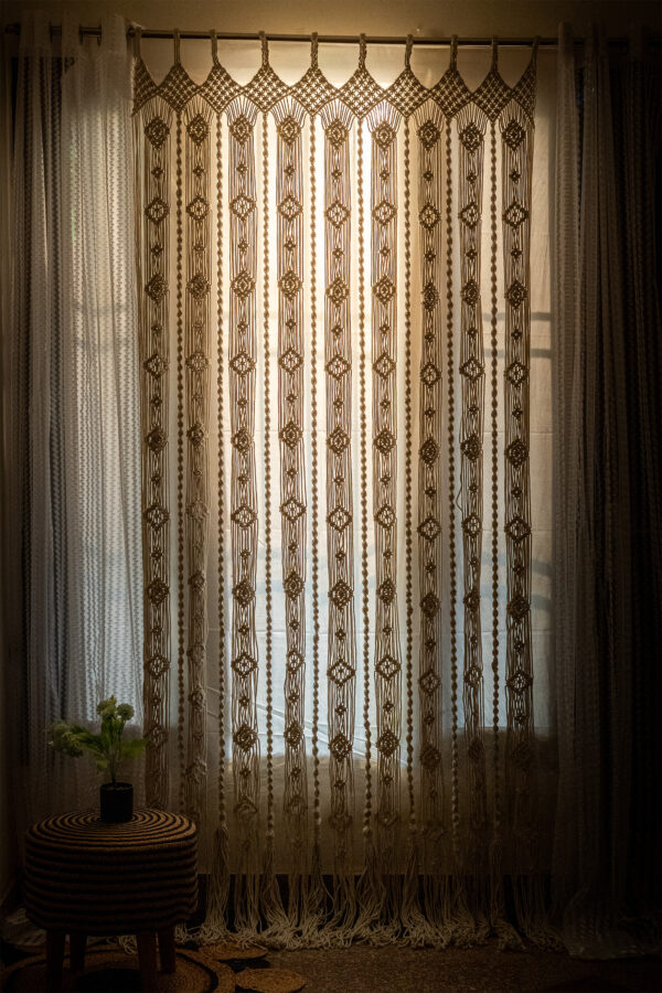 Luxurious Cotton Macrame Semi-Sheer Curtains for Doors - 4x8 feet