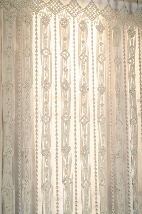 Luxurious Cotton Macrame Semi-Sheer Curtains for Doors - 4x8 feet