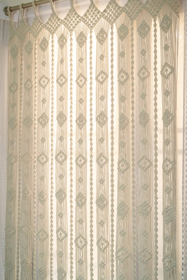 Luxurious Cotton Macrame Semi-Sheer Curtains for Doors - 4x8 feet