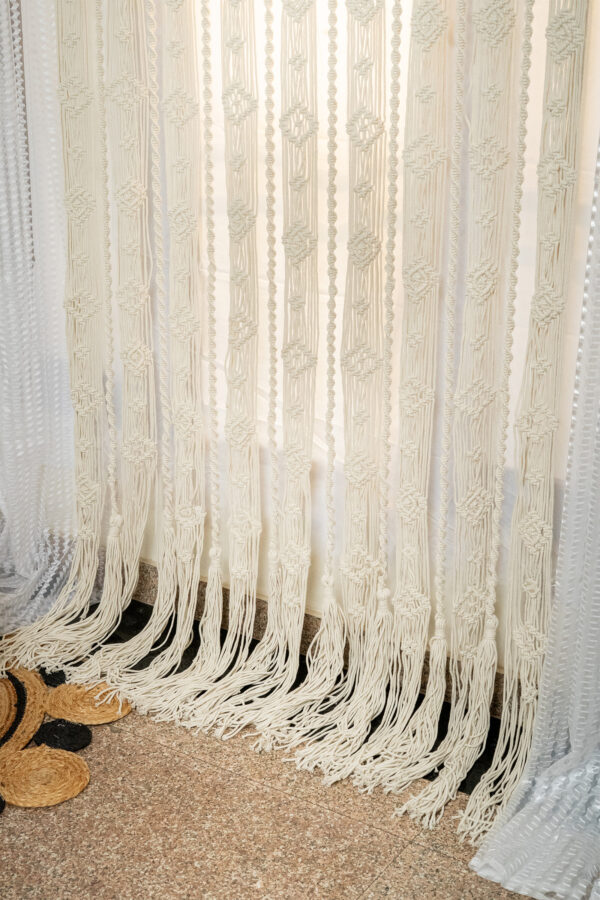 Luxurious Cotton Macrame Semi-Sheer Curtains for Doors - 4x8 feet