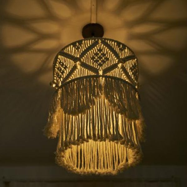 Macrame Chandelier Lamp Bohemian Style by Kaahira