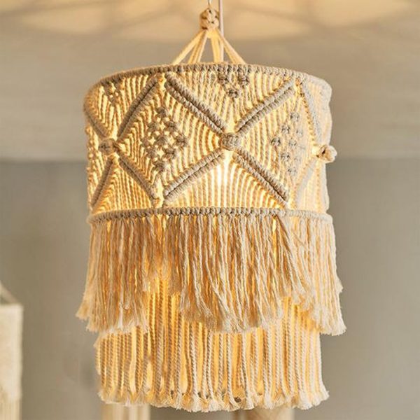 Macrame Chandelier Lamp Bohemian Style by Kaahira