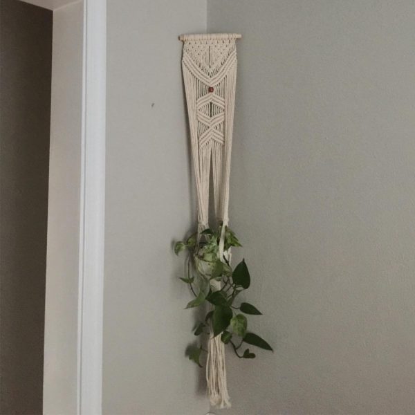 Heavy Macrame Pot Hanger (Off White) 39 Inches