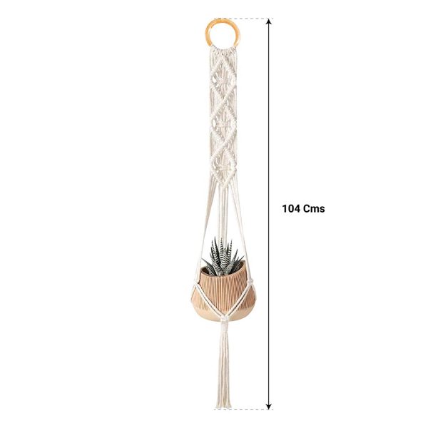 Macrame Handcrafted Plant Hanger (Off White) - PH-09A