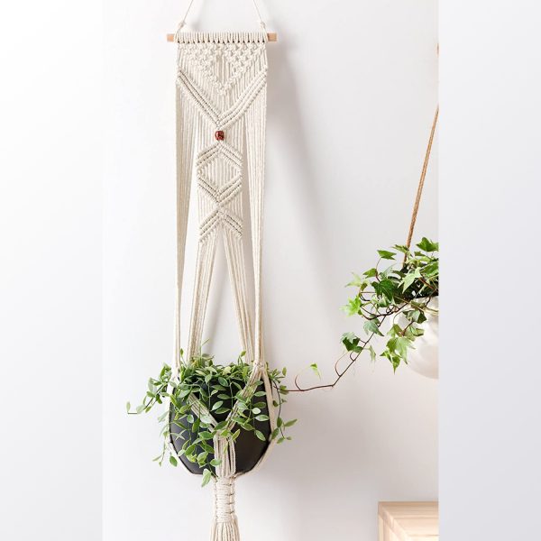 Heavy Macrame Pot Hanger (Off White) 39 Inches