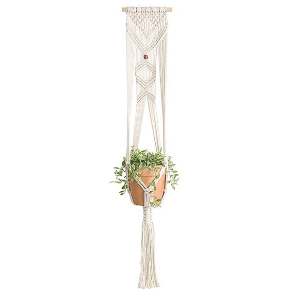 Heavy Macrame Pot Hanger (Off White) 39 Inches