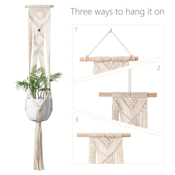 Heavy Macrame Pot Hanger (Off White) 39 Inches