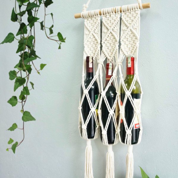 Macrame Boho Decor Wall Hanging Bottle Holder by Kaahira (KM-WHS-N11)