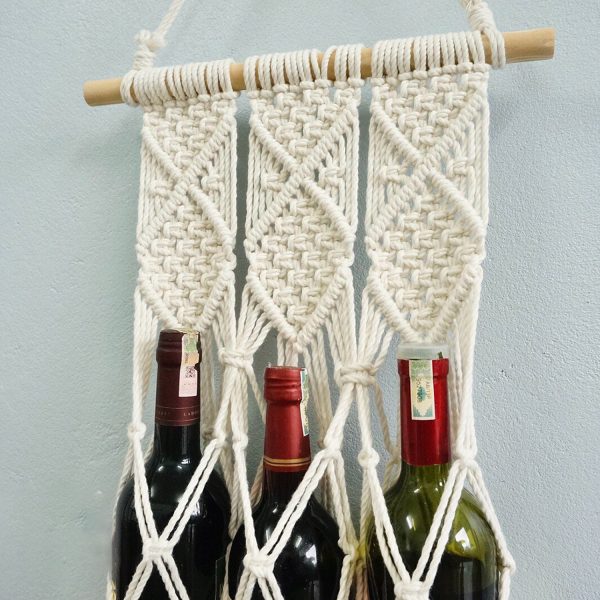 Macrame Boho Decor Wall Hanging Bottle Holder by Kaahira (KM-WHS-N11)