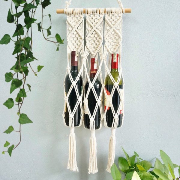 Macrame Boho Decor Wall Hanging Bottle Holder by Kaahira (KM-WHS-N11)