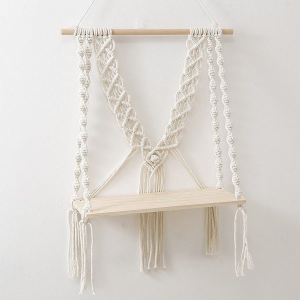 Macrame Boho Decor Wall Hanging Shelf by Kaahira (KM-WHS-N27) - 12x5 inches