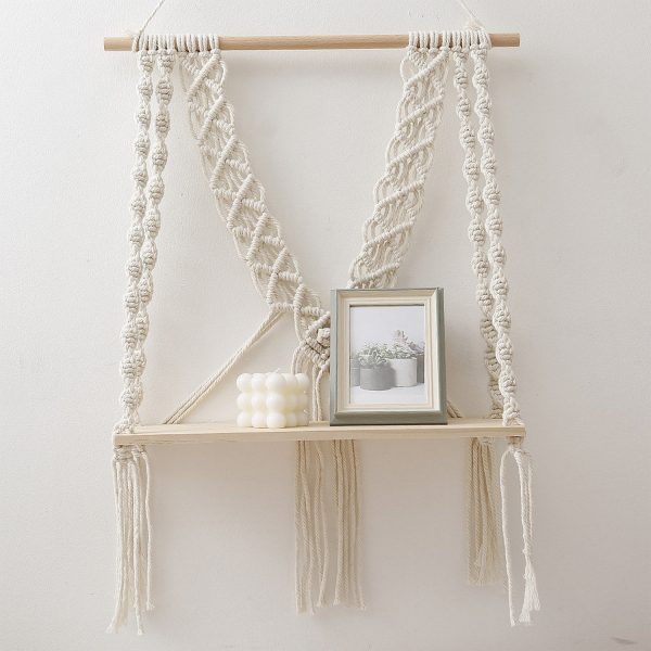 Macrame Boho Decor Wall Hanging Shelf by Kaahira (KM-WHS-N27) - 12x5 inches