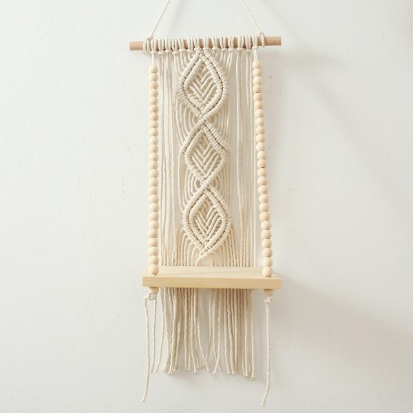 Macrame Boho Decor Wall Hanging Shelf by Kaahira (KM-WHS-N36) - 12x5 inches