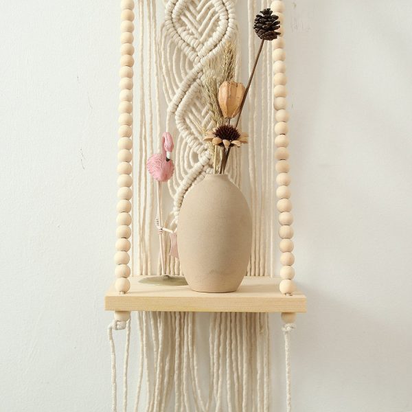 Macrame Boho Decor Wall Hanging Shelf by Kaahira (KM-WHS-N36) - 12x5 inches