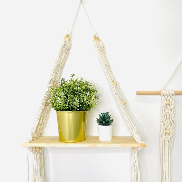 Macrame Boho Decor Wall Hanging Shelf by Kaahira (KM-WHS-N04) - 12x5 inches