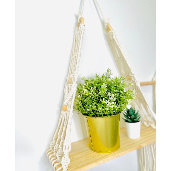 Macrame Boho Decor Wall Hanging Shelf by Kaahira (KM-WHS-N04) - 12x5 inches