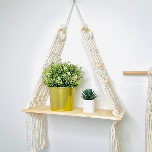 Macrame Boho Decor Wall Hanging Shelf by Kaahira (KM-WHS-N04) - 12x5 inches