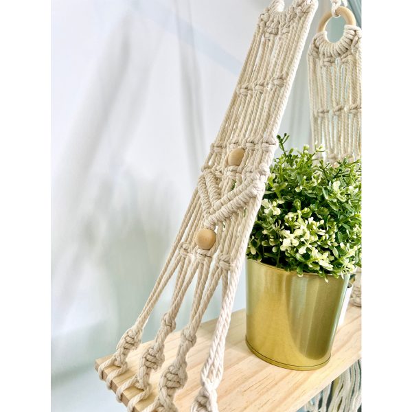 Macrame Boho Decor Wall Hanging Shelf by Kaahira (KM-WHS-N04) - 12x5 inches