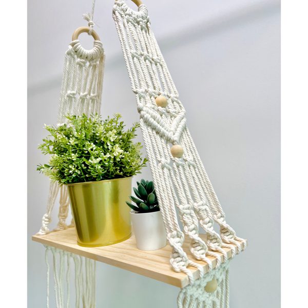 Macrame Boho Decor Wall Hanging Shelf by Kaahira (KM-WHS-N04) - 12x5 inches