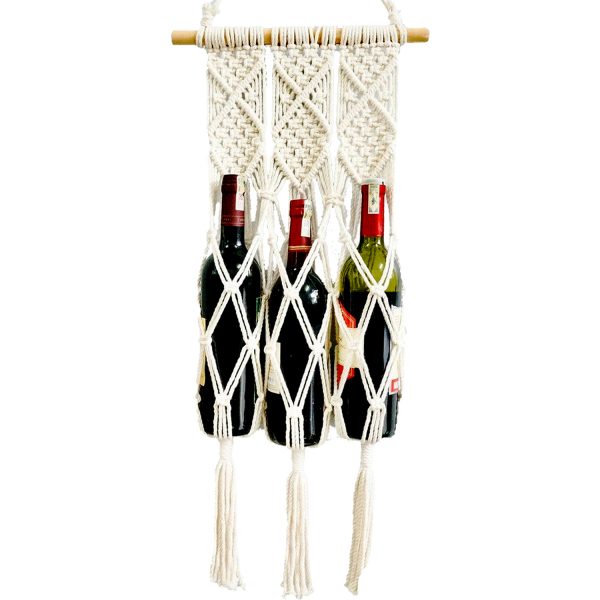 Macrame Boho Decor Wall Hanging Bottle Holder by Kaahira (KM-WHS-N11)