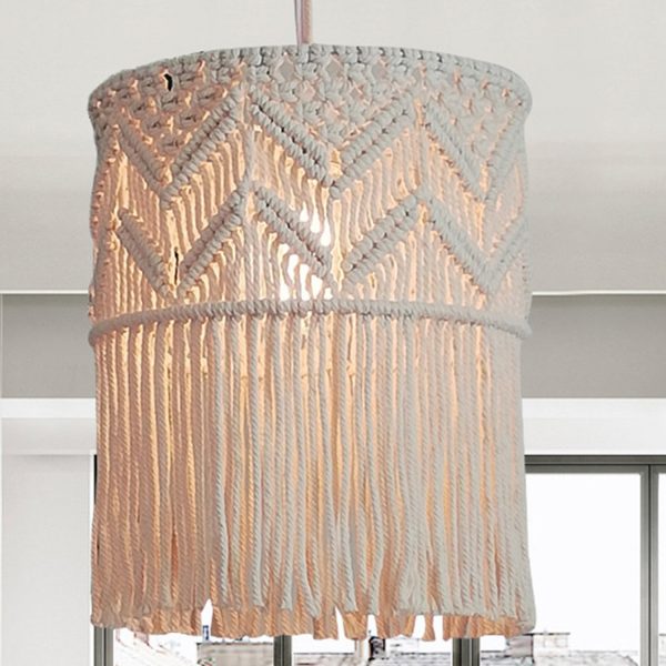 Macrame Cotton Boho Chandelier Lamp by Kaahira