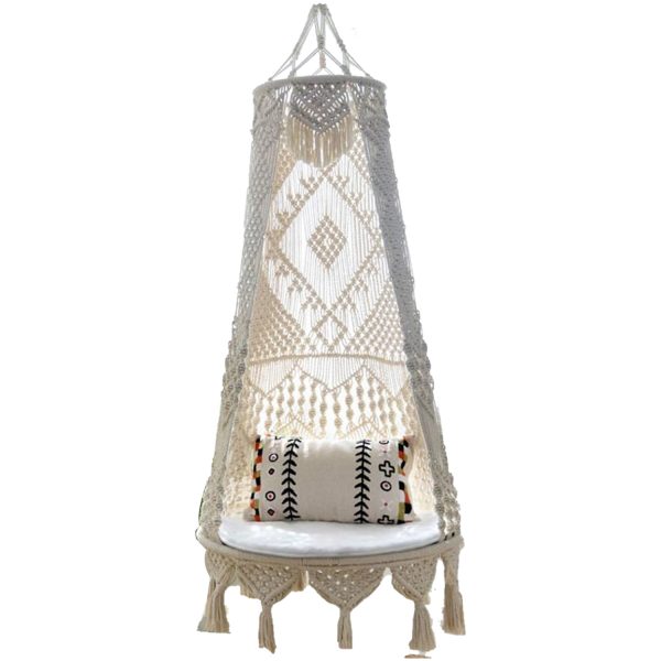 Handcrafted Balcony Swing for Adults and Kids by Kaahira - Off White