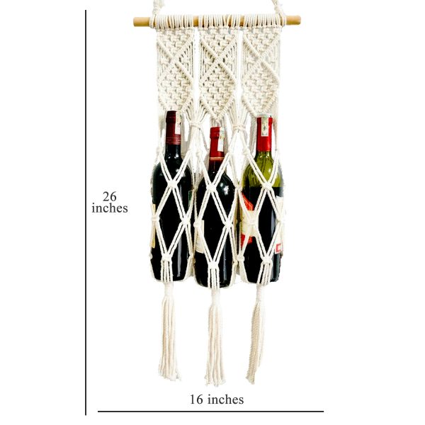 Macrame Boho Decor Wall Hanging Bottle Holder by Kaahira (KM-WHS-N11)