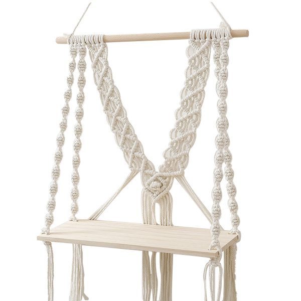 Macrame Boho Decor Wall Hanging Shelf by Kaahira (KM-WHS-N27) - 12x5 inches