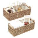 macrame shelf basket in beige