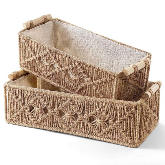 jute macrame baskets