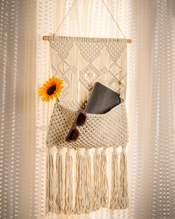 Boho Macrame Wall Pockets for Storage
