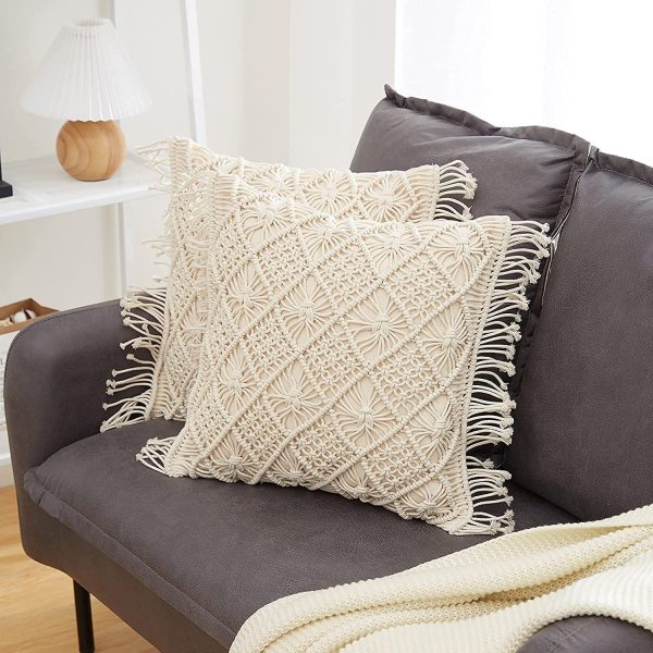 Boho Macrame Cushion Covers Abstract Pattern