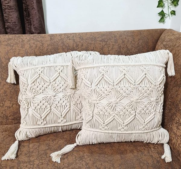 Boho Macrame Cushion Covers with Tassels