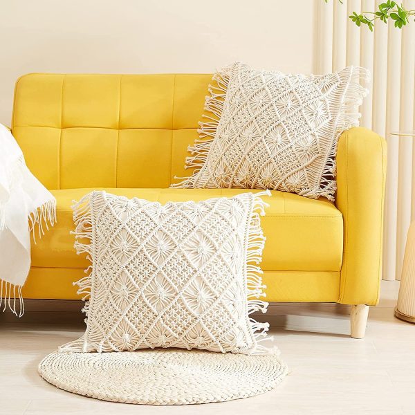 Boho Macrame Cushion Covers Abstract Pattern