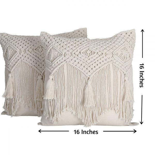 Boho Throw Pillow Cover with Tassels