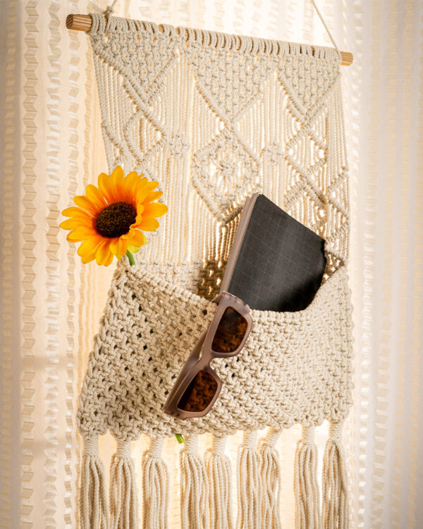 Boho Macrame Wall Pockets for Storage