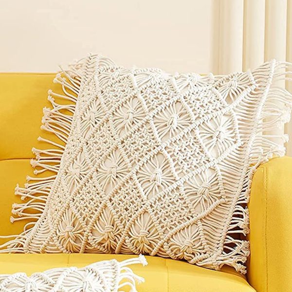 Boho Macrame Cushion Covers Abstract Pattern