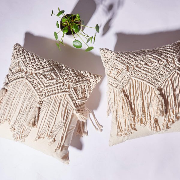 Boho Throw Pillow Cover with Tassels