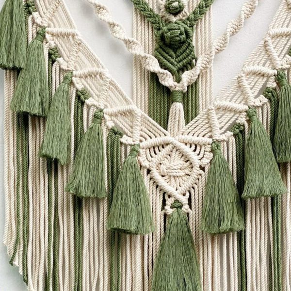 Boho Macrame Beautiful Wall Tapestry in Olive Green