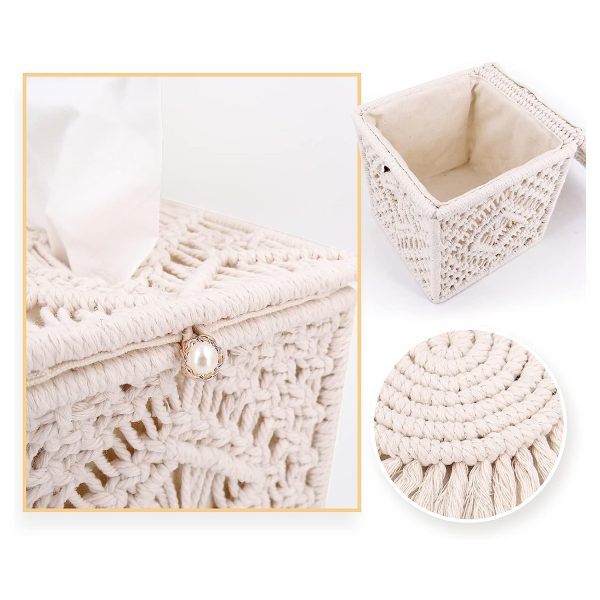 Kaahira Macrame Cotton Tissue Box