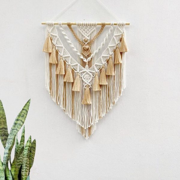 Boho Macrame Beautiful Wall Tapestry in Beige