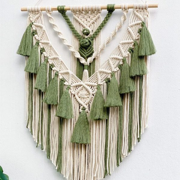 Boho Macrame Beautiful Wall Tapestry in Olive Green