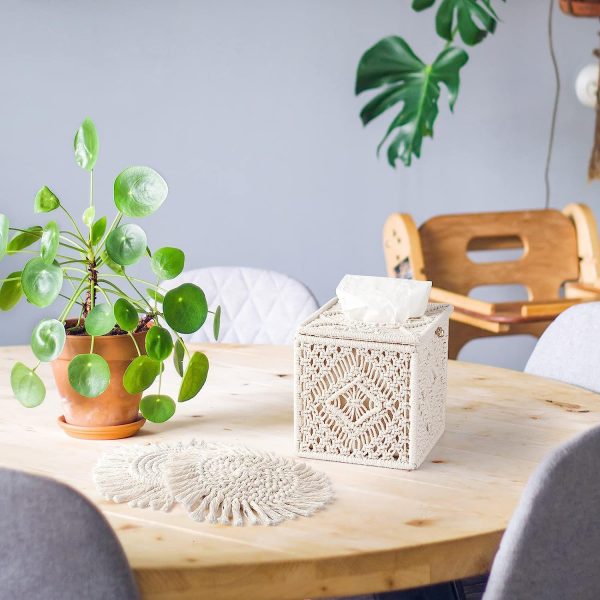 Kaahira Macrame Cotton Tissue Box