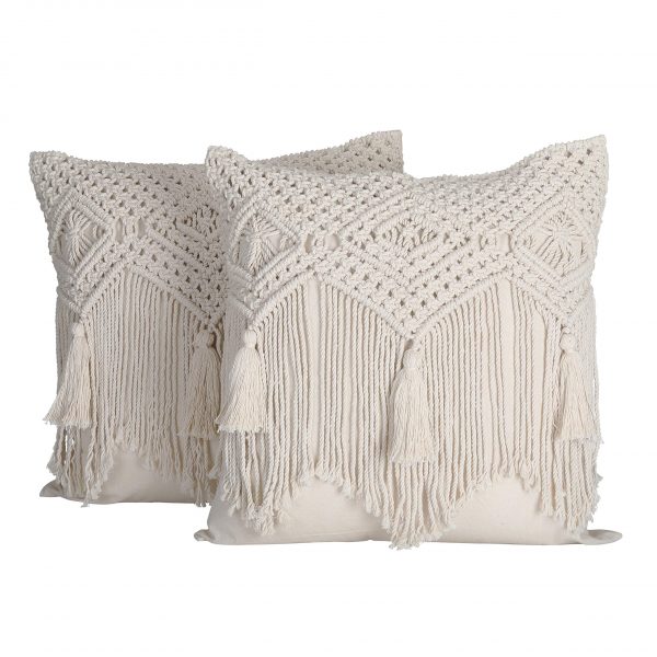 Boho Throw Pillow Cover with Tassels