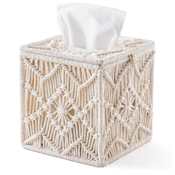 Handmade Macrame Decorative Tissue Paper Box by Kaahira