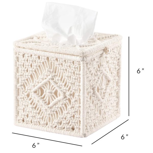 Kaahira Macrame Cotton Tissue Box