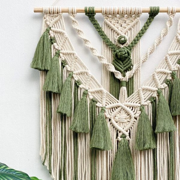 Boho Macrame Beautiful Wall Tapestry in Olive Green