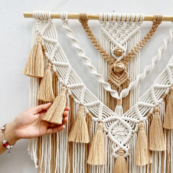 Boho Macrame Beautiful Wall Tapestry in Beige