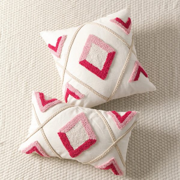 KAAHIRA Velvet Pink Bohemian Cushion Cover