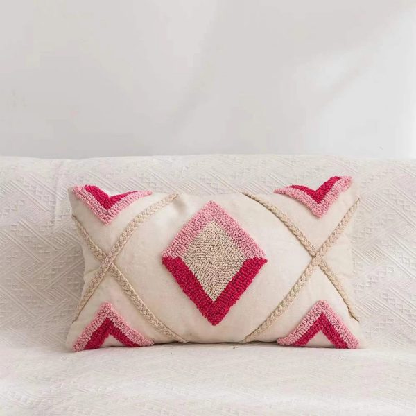 KAAHIRA Velvet Pink Bohemian Cushion Cover